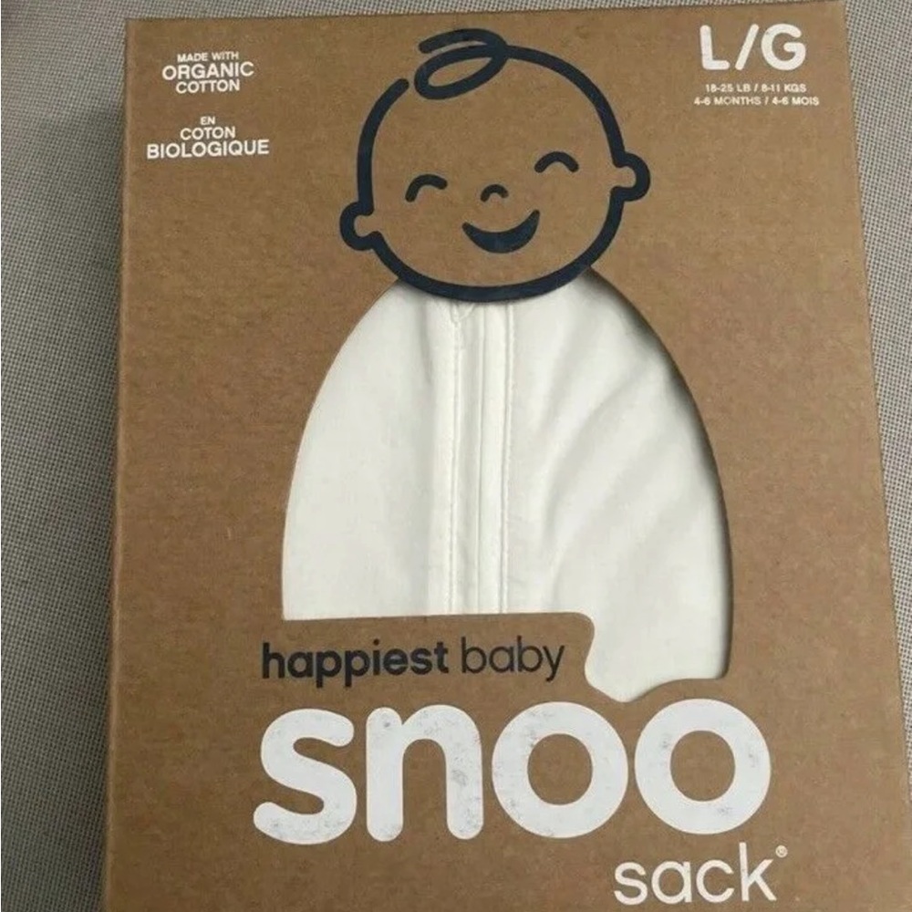 NEW Snoo Sack Sleep Sack Swaddle Baby Organic Cotton White Size Large 4-6 mo